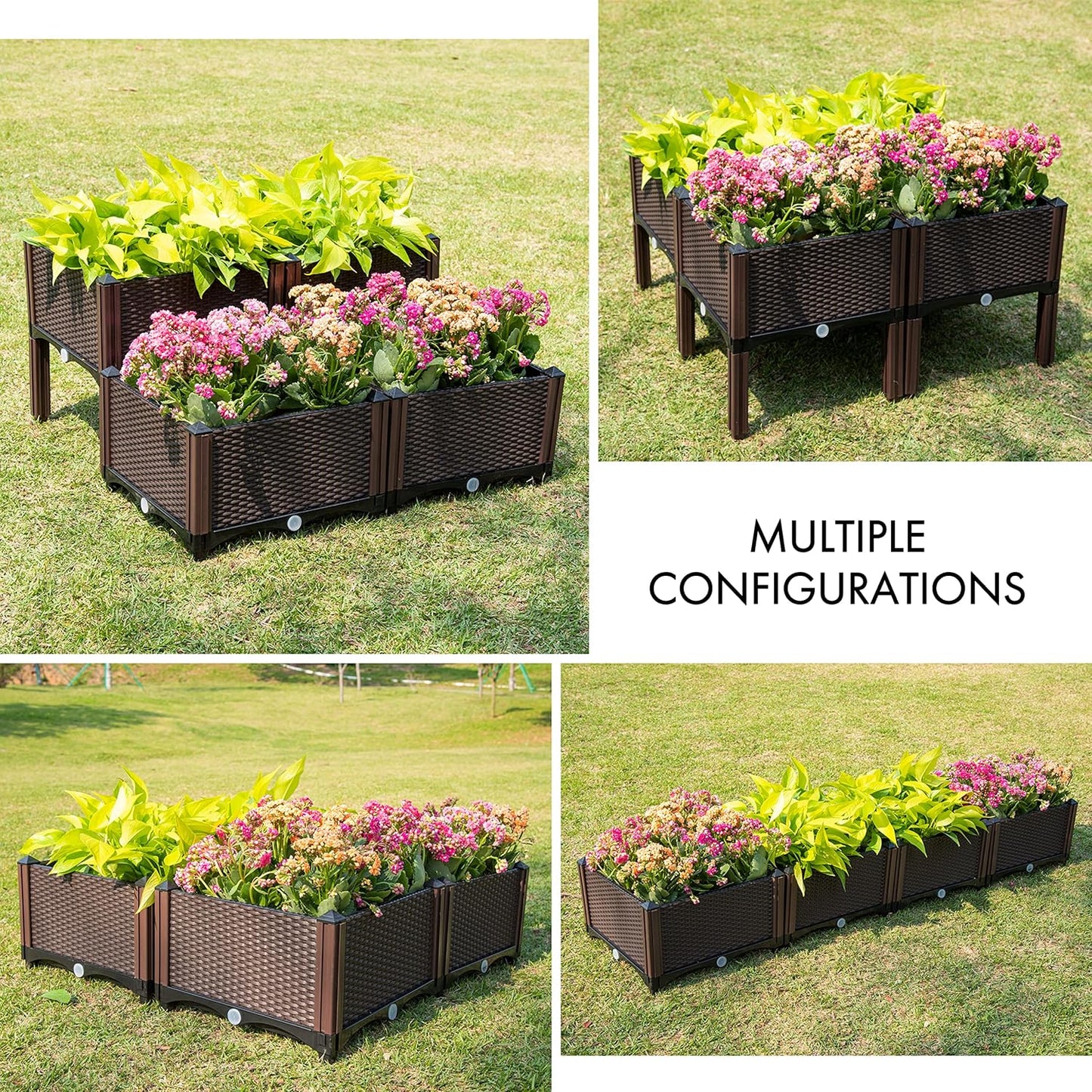 D'vine Dev Raised Beds - Elevated Garden Box with Drainage Plug, Standing Planter Beds for Vegetable/Flower/Herb Gardening Kit, RGB-4