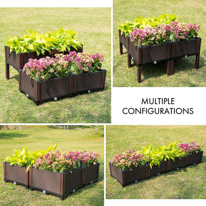 D'vine Dev Raised Beds - Elevated Garden Box with Drainage Plug, Standing Planter Beds for Vegetable/Flower/Herb Gardening Kit, RGB-4