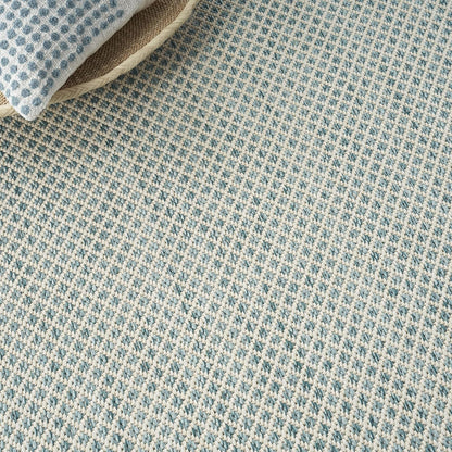 Nourison Home Courtyard 60" x 84" Fabric Indoor/Outdoor Rug in Ivory Aqua