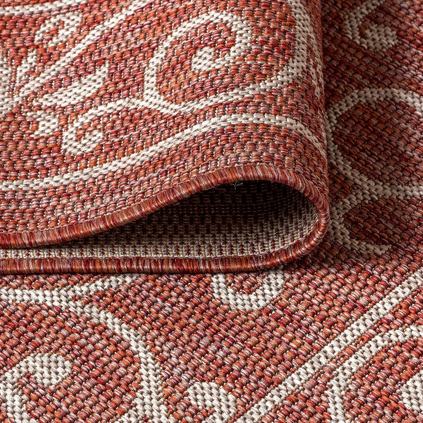 JONATHAN Y SMB106B-8TGN Charleston Vintage Filigree Textured Weave Red/Beige 8' Octagon Indoor/Outdoor Area Rug, Non-Shedding, Stain Resistant,Fade Resistant, Easy-Cleaning for Backyard Patio, Porch
