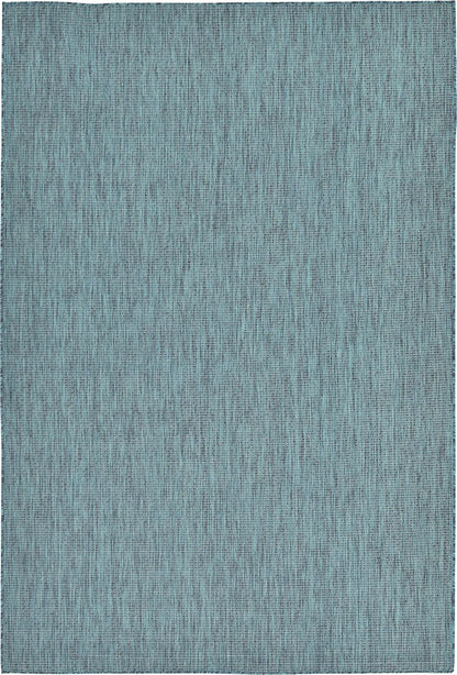 Unique Loom Collection Casual Transitional Solid Heathered Indoor/Outdoor Flatweave Area Rug (6' 1" x 9' Rectangle, Teal/Navy Blue)