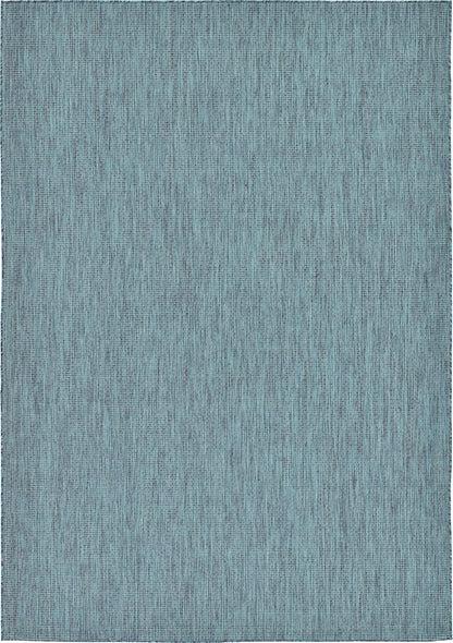 Unique Loom Collection Casual Transitional Solid Heathered Indoor/Outdoor Flatweave Area Rug (7' 1" x 10' Rectangle, Teal/Navy Blue)