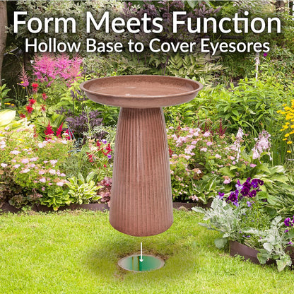 Sunnydaze Gleeful Garden Metal Bird Bath for Outdoors - Large Decorative Iron Birdbath - 23-Inch - Canyon Clay Glaze