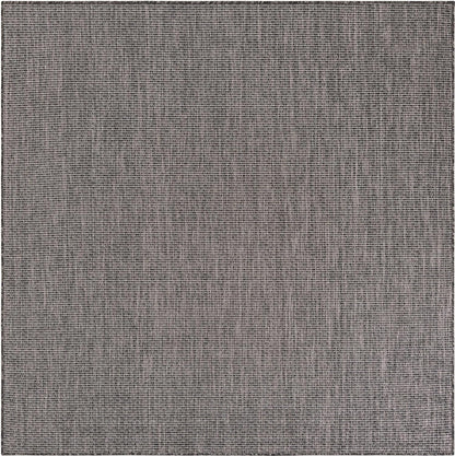 Unique Loom Outdoor Solid Collection Area Rug (6' 1" Square Black/Ivory)