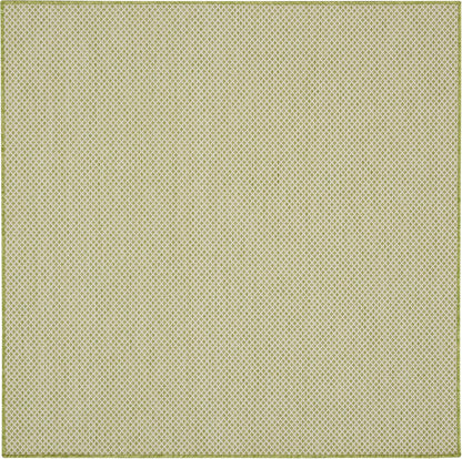 Nourison Home Courtyard 4' x Square Ivory Green Fabric Modern Area Rug (4' Square)