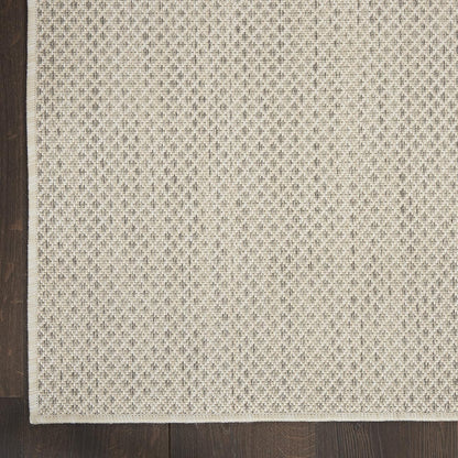 Nourison Home Courtyard Indoor/Outdoor Ivory/Silver 5' x Square Area Rug, Easy Cleaning, Non Shedding, Bed Room, Living Room, Dining Room, Backyard, Deck, Patio (5 Square)