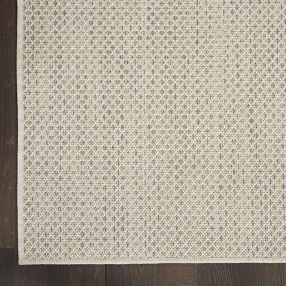 Nourison Home Courtyard Indoor/Outdoor Ivory Silver 7' x 10' Area Rug, Geometric, Easy Cleaning, Non Shedding, Bed Room, Living Room, Dining Room, Deck, Patio, Backyard (7x10)