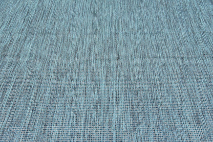 Unique Loom Collection Casual Transitional Solid Heathered Indoor/Outdoor Flatweave Area Rug (8' x 11' 4" Rectangle, Teal/Navy Blue)