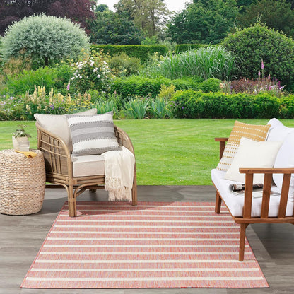 Nourison Home Positano Indoor/Outdoor Rainbow Ivory 5' x 7' Area Rug, Easy Cleaning, Non Shedding, Bed Room, Living Room, Dining Room, Deck, Backyard, Patio (5x7)