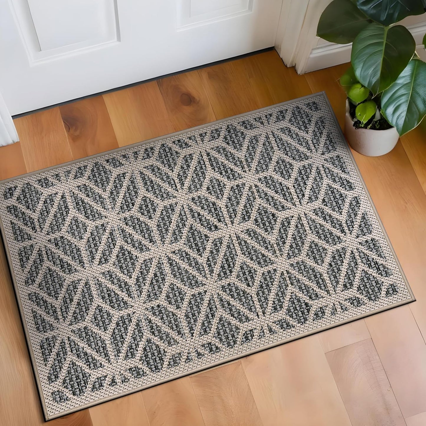 Rugshop Contemporary Geometric Indoor/Outdoor Area Rug 2' X 3' Blue