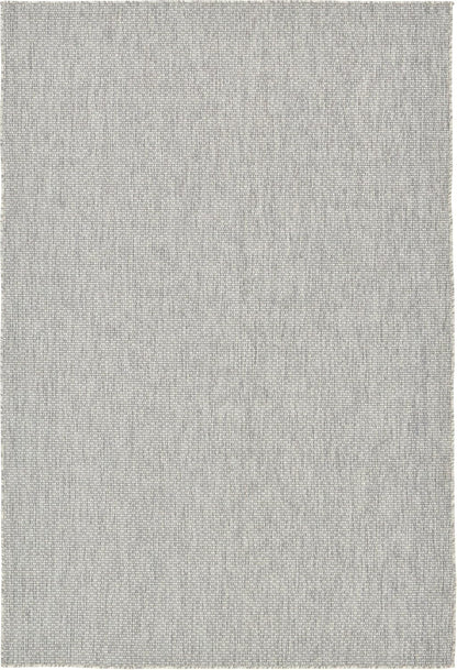 Unique Loom Collection Casual Transitional Solid Heathered Indoor/Outdoor Flatweave Area Rug (6' 1" x 9' Rectangle, Light Gray/Ivory)