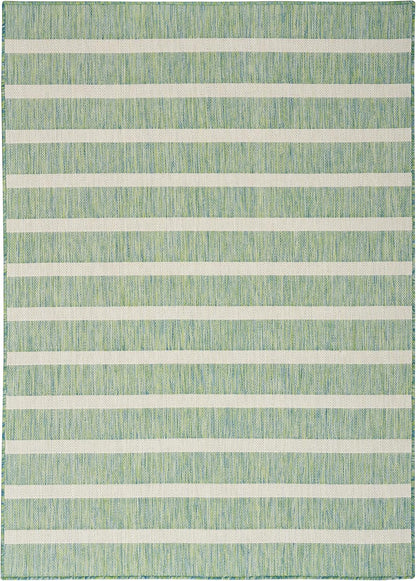 Nourison Home Positano Indoor/Outdoor Blue Green Ivory 5' x 7' Area Rug, Easy Cleaning, Non Shedding, Bed Room, Living Room, Dining Room, Deck, Backyard, Patio (5x7)