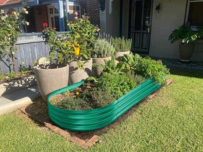 Land Guard Galvanized Raised Garden Bed Kit, Galvanized Planter Raised Garden Boxes Outdoor, Oval Large Metal Raised Garden Beds for Vegetables 4 x 2 x 1ft(1pcs) (Green)…