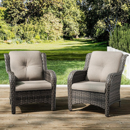 Joyside Outdoor Wicker Chair Rattan Patio Dining Chairs Set of 2 PE Wicker Patio Chairs with 4inch Seat Cushions Outdoor Patio Seating Chair for Garden(Mixed Grey/Beige)