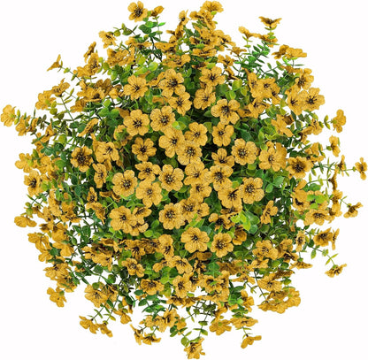 Artificial Fake Fall Hanging Mums Plants Flowers Basket for Outdoor, Autumn Faux Silk Yellow Daisy in Hang Planter Look Real UV Resistant for Porch Home Patio Balcony Yard Decor