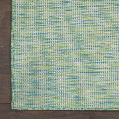 Nourison Positano Indoor/Outdoor Blue/Green 8' x Round Area Rug, Easy Cleaning, Non Shedding, Bed Room, Living Room, Dining Room, Backyard, Deck, Patio (8 Round)