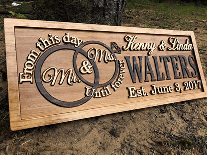 Mr and Mrs Sign | Wood Wedding Gift | Wooden Bridal Shower Gift | Custom Engagement Sign | Established Marriage Decor | Personalized Couple Gift | Last Name Established Sign | Anniversary