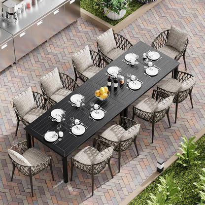 ZZV Outdoor Dining Table for 6-Person Rectangle Indoor Outdoor Table with Wood-Like Surface, Weather-Resistant Outside Dining Table for Patio Lawn Garden Backyard, 35" D x 63" W x 29" H, Black