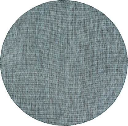Unique Loom Outdoor Solid Collection Area Rug (5' 3" Round Teal/Navy Blue)