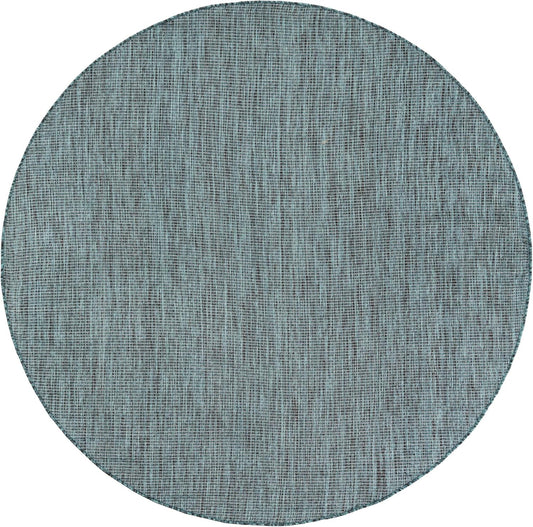 Unique Loom Outdoor Solid Collection Area Rug (5' 3" Round Teal/Navy Blue)