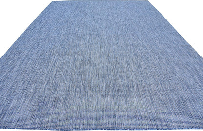 Unique Loom Collection Casual Transitional Solid Heathered Indoor/Outdoor Flatweave Area Rug (9' x 12' Rectangle, Blue/Navy Blue)