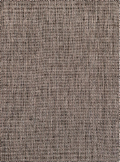 Unique Loom Outdoor Solid Collection Area Rug (5' 3" x 7' 1" Rectangle Light Brown/Ivory)