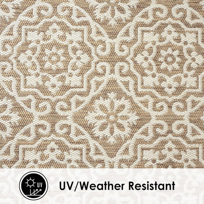 Nicole Miller New York Patio Country Julia Transitional Geometric Indoor/Outdoor Area Rug, Brown/Beige, 6'6"x9'2"