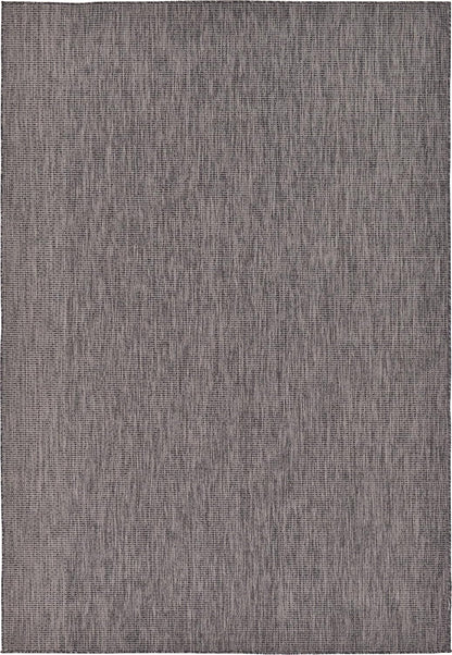 Unique Loom Collection Casual Transitional Solid Heathered Indoor/Outdoor Flatweave Area Rug (7' 1" x 10' Rectangle, Black/Ivory)