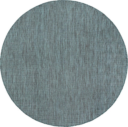 Unique Loom Outdoor Solid Collection Area Rug (6' 1" Round Teal/Navy Blue)
