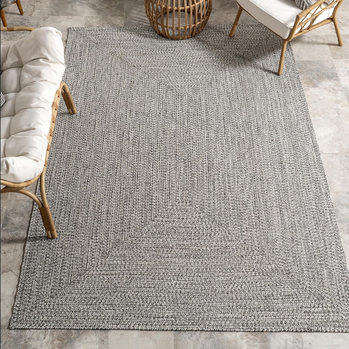 nuLOOM 2' x 10' Solid Hand Braided Indoor/Outdoor Area Rug, Pet-Friendly, High Traffic, Weather Resistant, for Patio, Balcony, Bedroom, Living, Dining Room, Wynn Salt and Pepper