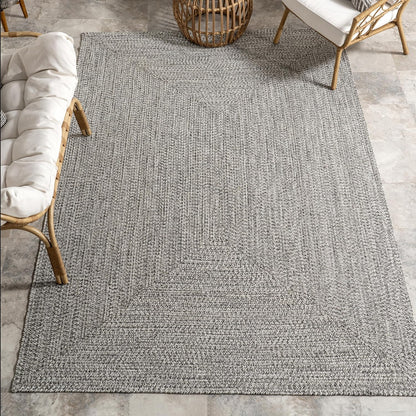 nuLOOM 5' x 8' Solid Hand Braided Indoor/Outdoor Area Rug, Pet-Friendly, High Traffic, Weather Resistant, for Patio, Balcony, Bedroom, Living Room, Dining Room, Wynn Salt And Pepper
