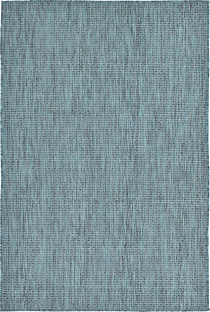 Unique Loom Collection Casual Transitional Solid Heathered Indoor/Outdoor Flatweave Area Rug (4' 1" x 6' 1" Rectangle, Teal/Navy Blue)