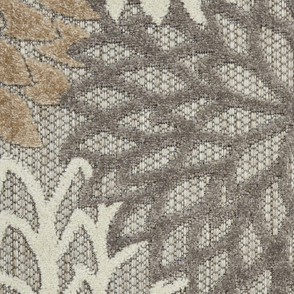 Nourison Aloha Indoor/Outdoor Area Rug 2' x 6', Natural, Runner Tropical Botanical Easy-Cleaning Non Shedding Bed Room Living Room Dining Room Deck Backyard Patio