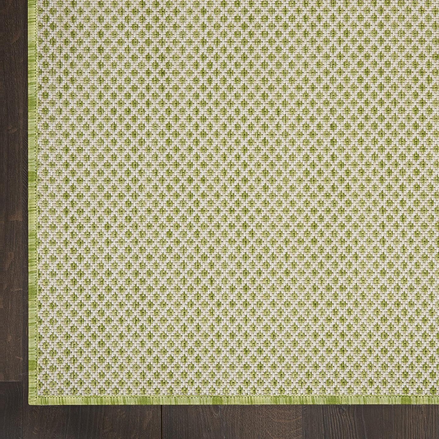 Nourison Home Courtyard Indoor/Outdoor Ivory Green 2'2" x 10' Area Rug, Easy Cleaning, Non Shedding, Bed Room, Living Room, Dining Room, Backyard, Deck, Patio (2x10)