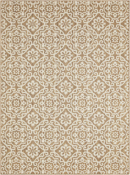 Nicole Miller New York Patio Country Julia Transitional Geometric Indoor/Outdoor Area Rug, Brown/Beige, 7'9"x10'2"