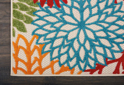 Nourison Home Aloha Indoor/Outdoor Green 2' x 6' Area Rug, Tropical, Botanical, Easy Cleaning, Non Shedding, Bed Room, Living Room, Dining Room, Deck, Backyard, Patio (2x6)