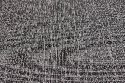 Unique Loom Collection Casual Transitional Solid Heathered Indoor/Outdoor Flatweave Area Rug (8' x 11' 4" Rectangle, Black/Ivory)