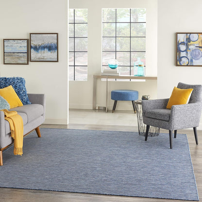 Nourison Home Positano Indoor/Outdoor Navy Blue 6' x Round Area Rug, Easy Cleaning, Non Shedding, Bed Room, Living Room, Dining Room, Backyard, Deck, Patio (6 Round)