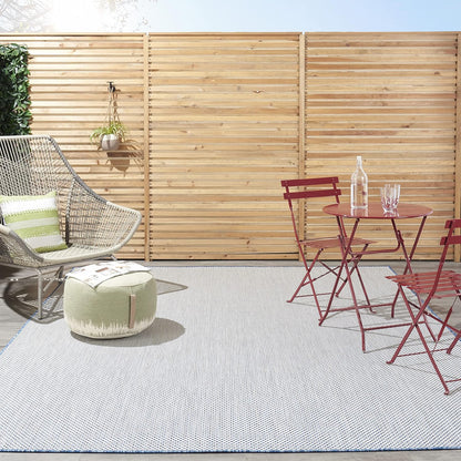 Nourison Home Courtyard 108" x 144" Fabric Indoor/Outdoor Rug in Ivory Blue