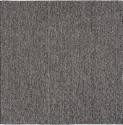 Unique Loom Outdoor Solid Collection Area Rug (10' Square Black/Ivory)