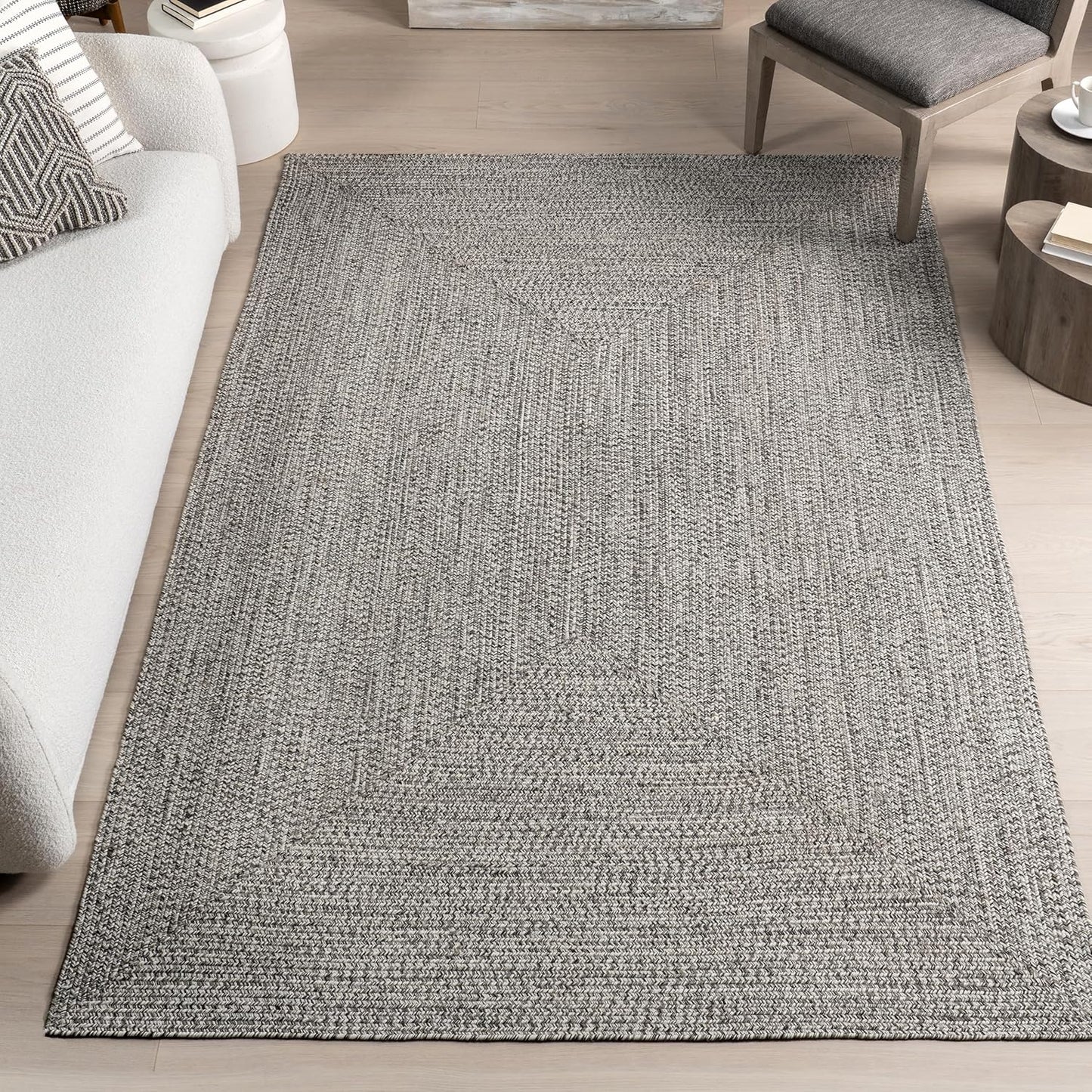 nuLOOM 2' x 16' Solid Hand Braided Indoor/Outdoor Area Rug, Pet-Friendly, High Traffic, Weather Resistant, for Patio, Balcony, Bedroom, Living, Dining Room, Wynn Salt and Pepper