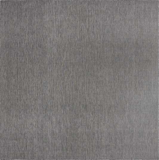 Unique Loom Collection Casual Transitional Solid Heathered Indoor/Outdoor Flatweave Area Rug (13' Square, Black/Ivory)
