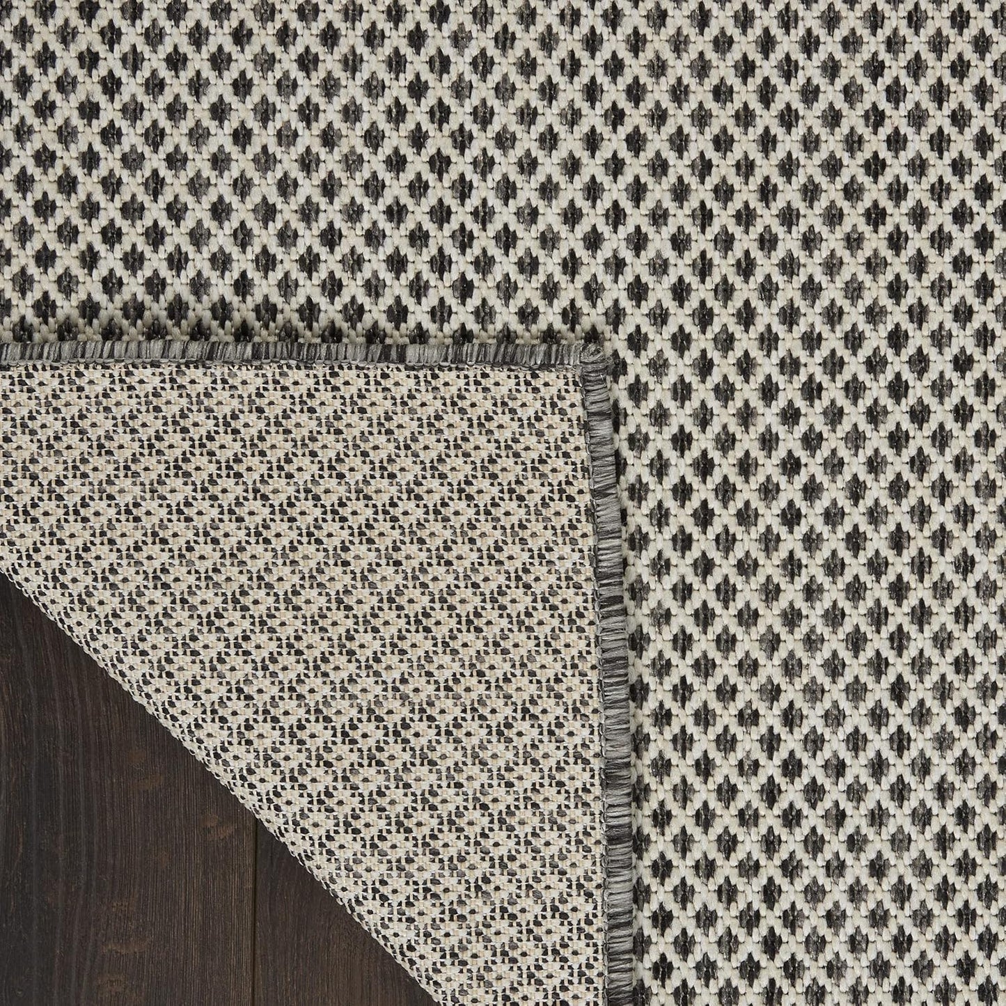 Nourison Courtyard Indoor/Outdoor Ivory Charcoal 9' x 12' Area Rug, Geometric, Easy Cleaning, Non Shedding, Bed Room, Living Room, Dining Room, Deck, Patio, Backyard (9x12)