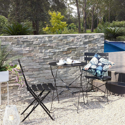 Grand patio Premium Frame Patio Bistro Set, Folding Outdoor Patio Furniture Sets, 3-Piece Patio Set of Folding Patio Table and Chairs, Black
