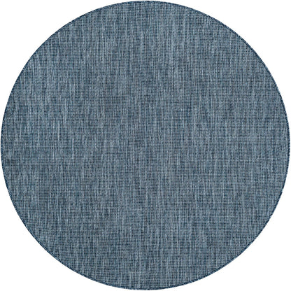 Unique Loom Outdoor Solid Collection Area Rug (6' 1" Round Blue/Navy Blue)