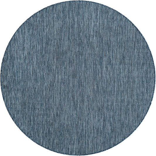 Unique Loom Outdoor Solid Collection Area Rug (6' 1" Round Blue/Navy Blue)
