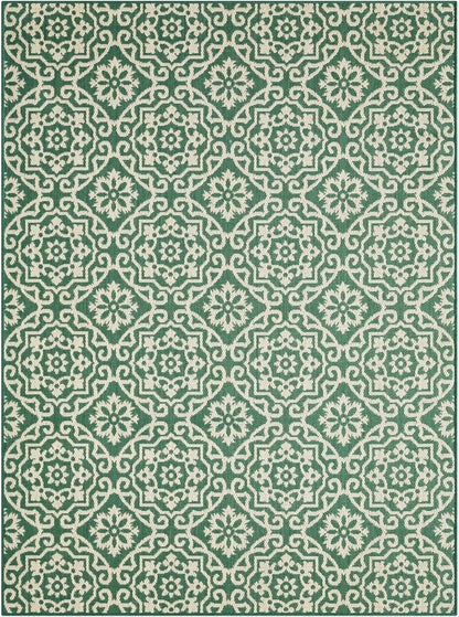 Nicole Miller New York Patio Country Julia Transitional Geometric Indoor/Outdoor Area Rug, Green/Beige, 6'6"x9'2"