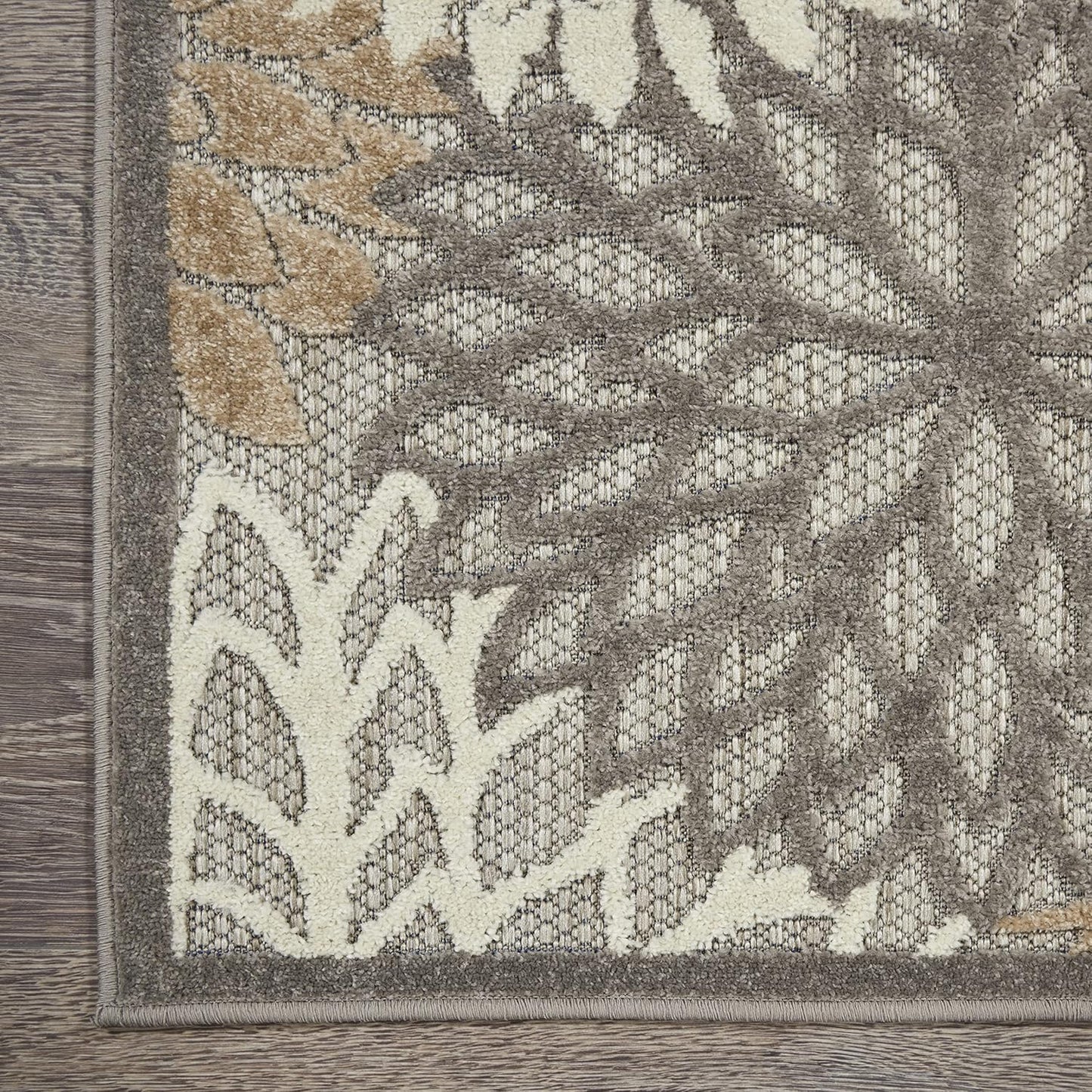 Nourison Aloha Indoor/Outdoor Area Rug 2'3" x 10', Natural, Runner Tropical Botanical Easy-Cleaning Non Shedding Bed Room Living Room Dining Room Deck Backyard Patio