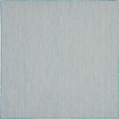 Nourison Home Courtyard Indoor/Outdoor Ivory/Aqua 8' x Square Area Rug, Easy Clean, Non Shedding, Bed Room, Living Room, Dining Room, Backyard, Deck, Patio (8 Square)