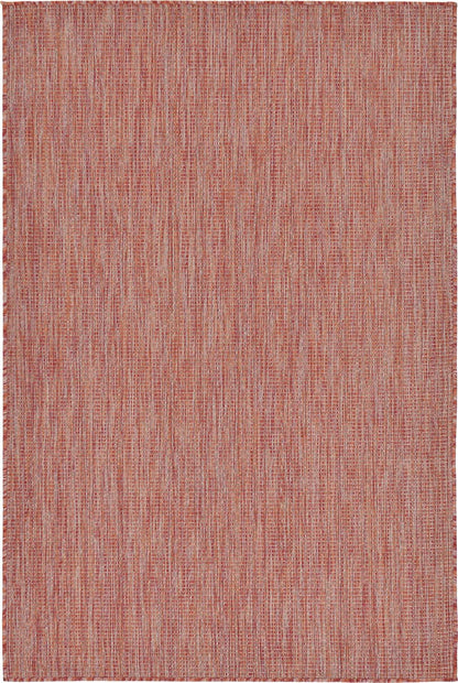 Unique Loom Collection Casual Transitional Solid Heathered Indoor/Outdoor Flatweave Area Rug (4' 1" x 6' 1" Rectangle, Rust Red/Beige)